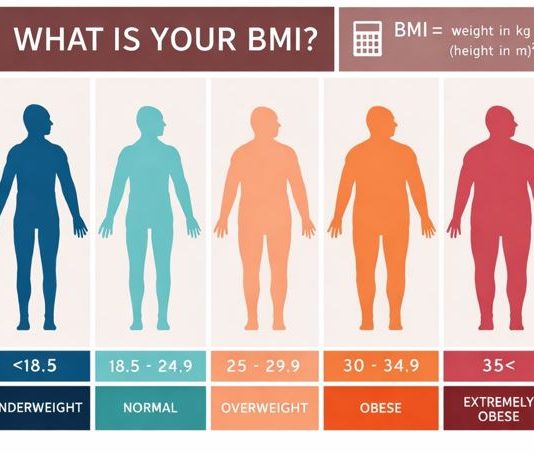 Body Mass Index BMI categories showing underweight, normal weight, overweight, and obesity